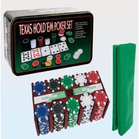 Set Poker Texas 100 Fiches Numerate Chips Cofanetto Idea Regalo Gioco 3096