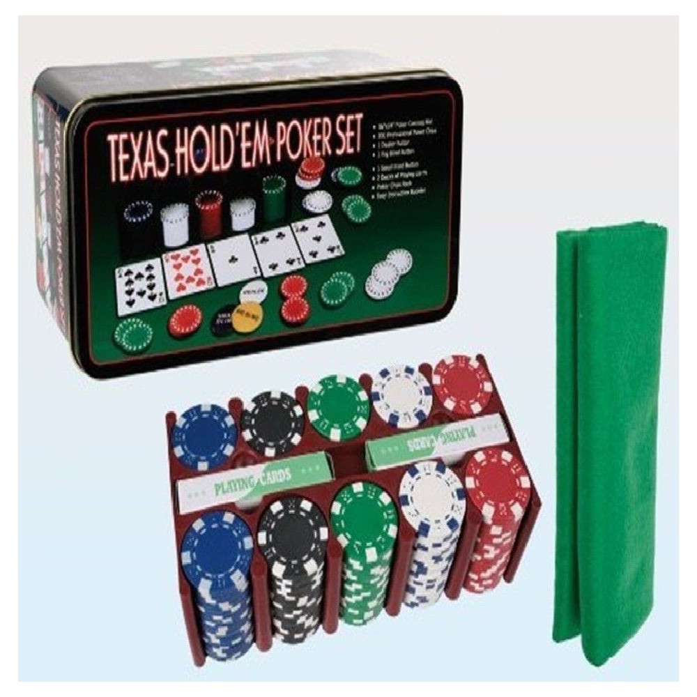 Set Poker Texas 100 Fiches Numerate Chips Cofanetto Idea Regalo Gioco 3096