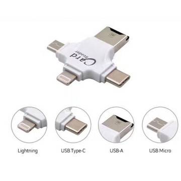 LETTORE SCHEDE 4 IN 1 MICROSD ANDROID IOS WINDOWS PC CARD READER FAT32 BIANCO