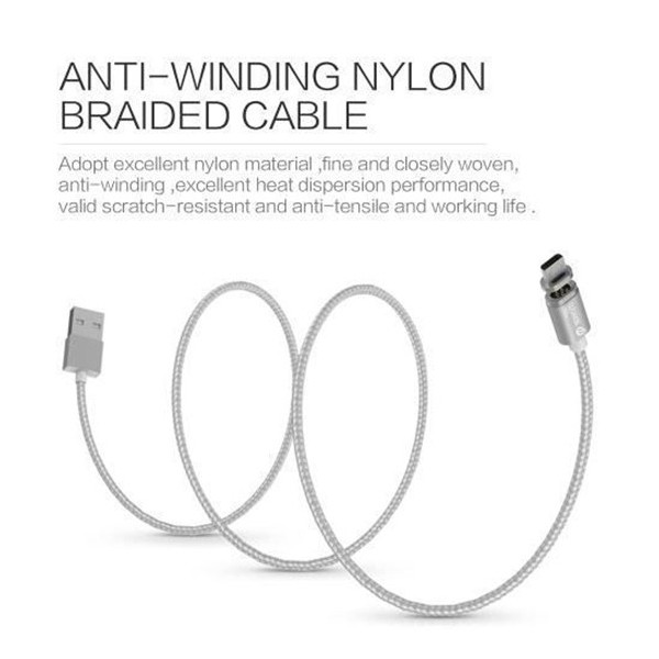 CAVO USB IN NYLON MAGNETICO CHARGE E SYNC CON ADATTATORI ANDROID E APPLE