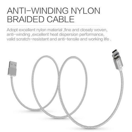 CAVO USB IN NYLON MAGNETICO CHARGE E SYNC CON ADATTATORI ANDROID E APPLE