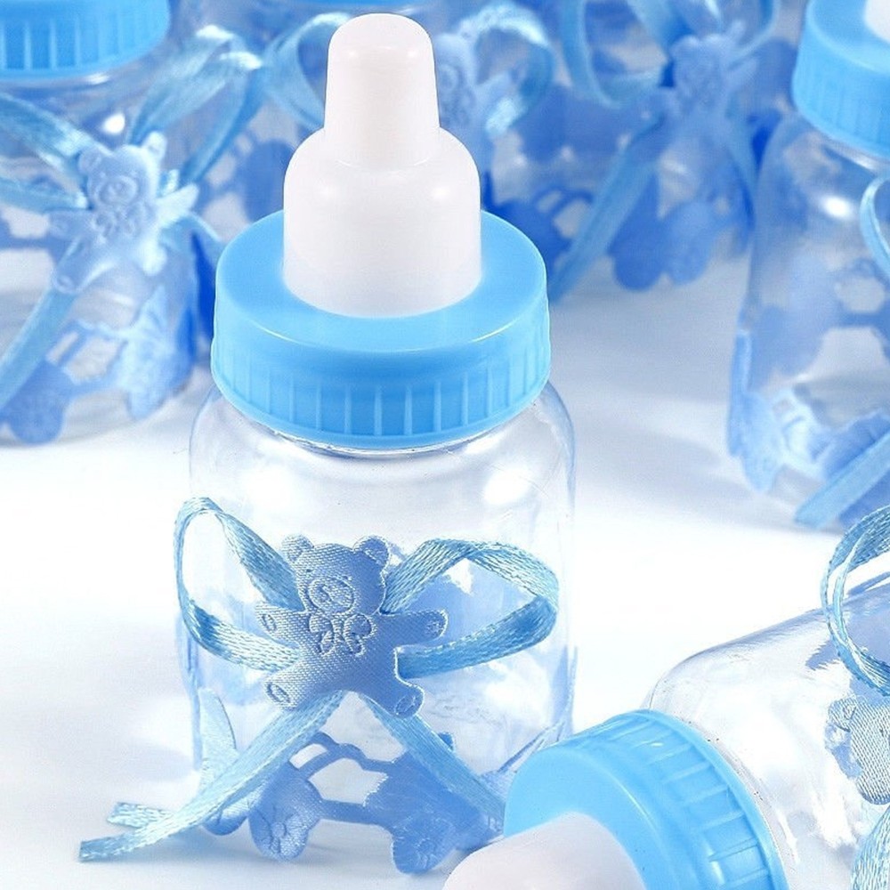 Scatola Regalo Decorazione Per Baby Shower Battesimo Nascita Favori Di Nozze Blu 12 Pezzi Bottiglie di Caramelle,Biberon Portaconfetti Vasetto Caramelle 