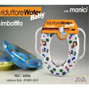 SEDILE WC MORBIDO RIDUTTORE BAMBINI BABY WATER IMBOTTITO CON MANICI