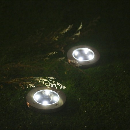 2 X LAMPADA LUCE LED SOLARE FARETTO SPOT ESTERNO GIARDINO WATERPROOF SEGNA PASSO