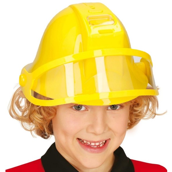 NET TOYS Elmetto da mini-pompiere casco giallo vigile del fuoco per ragazzo caschetto protezione per bambini da 3 anni