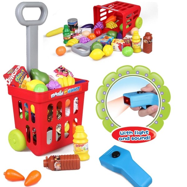DecHome Supermercato Giocattolo con Cassa e Accessori Design Pieghevole a  Trolley Playset per Bambini da 3+ Anni - 354DHMX