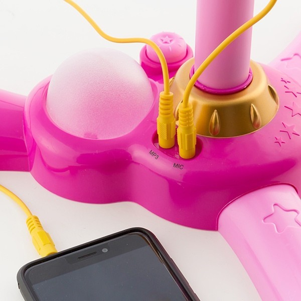Microfono Con Asta In Plastica Rosa Con Luci e Suoni Ingresso MP3 Smartphone 