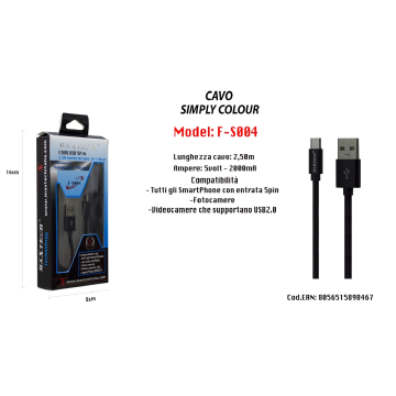 CAVO USB ANDROID 5PIN 2.50...