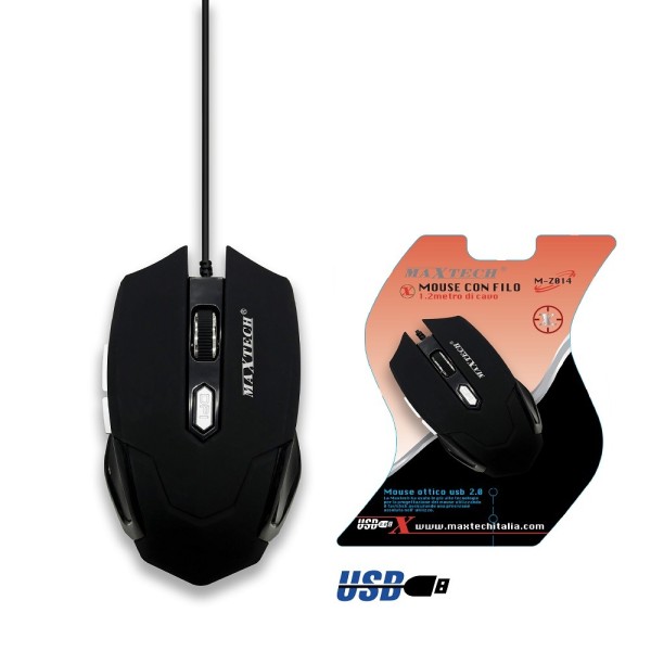 Trade Shop - Mouse Da Gioco Gaming Per Computer Pc Cavo Usb 2.0 Filo 1.2 Mt Tasti Maxtech M-z014