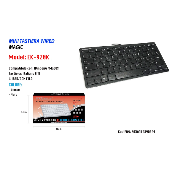 maxtech trade shop - mini tastiera con filo keyboard per portatile computer laptop pc 2.4ghz ek-920k donna