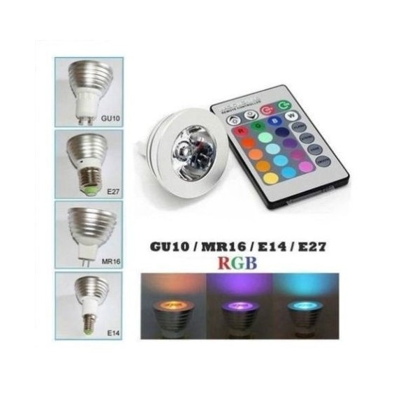 Trade Shop - Lampadina Lampada Faretto Led Rgb Con Telecomando Luce  Multicolor E27 Da Interno 3 Watt
