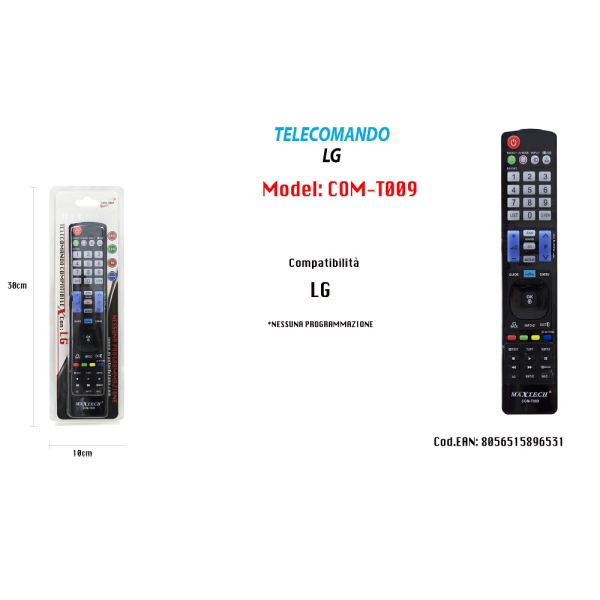 TELECOMANDO COMPATIBILE LG SMART TV SENZA PROGRAMMAZIONE LCD COM-T009