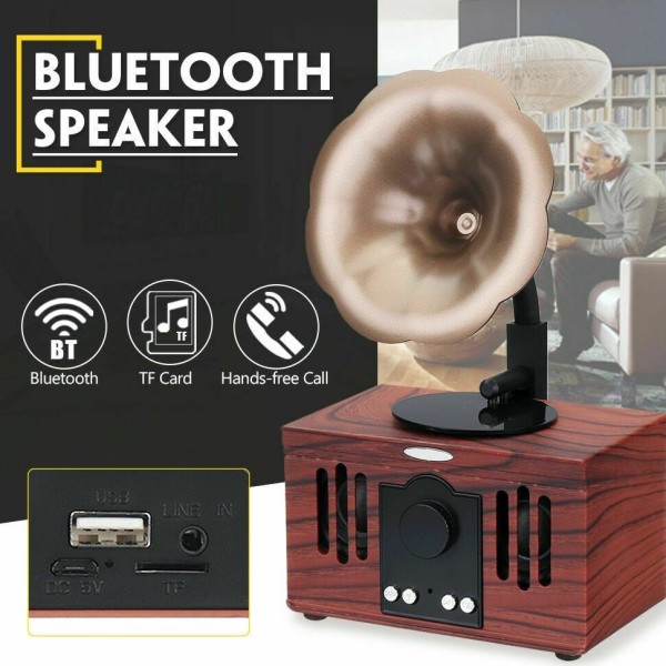 speaker cassa bluetooth as80 grammofono vintage style aux microsd