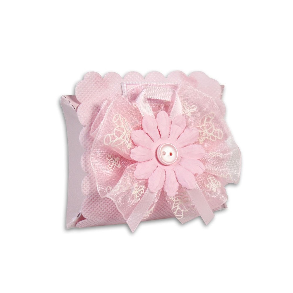 Scatoline portaconfetti fiocco rosa per il Battesimo di Elsa Vittoria -  Pink bow party favors - Incartando Incantando