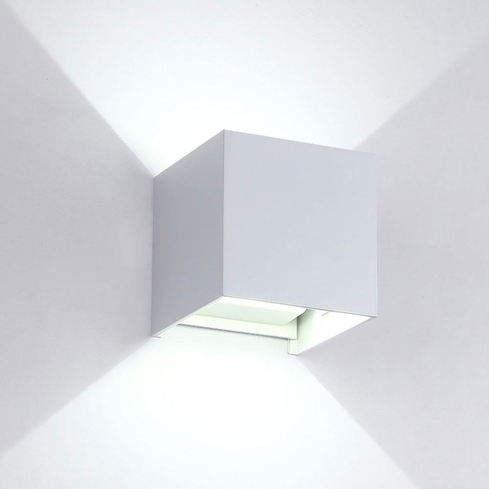 APPLIQUE LED CUBO BIANCO LAMPADA DA PARETE 5W 750LMN LUCE REGOLABILE UPDOWN IP65