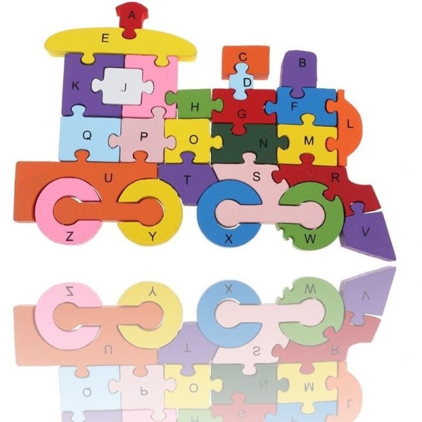 3D Puzzle Legno Forma Di Treno Educativo Lettere Numeri Bambini Imparare dfh 