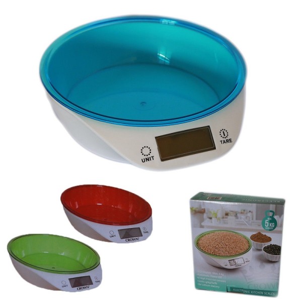 Trade Shop - Bilancia Da Cucina Digitale Precisione Da 1gr A 5kg Con Ripiano Colorato Tare
