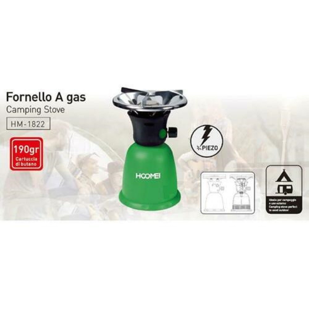 FORNELLINO A GAS PORTATILE 190GR PER CAMPEGGIO CAMPING DA VIAGGIO DI  EMERGENZA