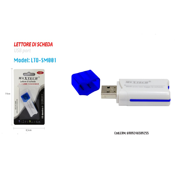 MAXTECH LTO-SM001 LETTORE DI SCHEDE 5IN1 USB 2.0 SD MMC ALTA VELOCITA