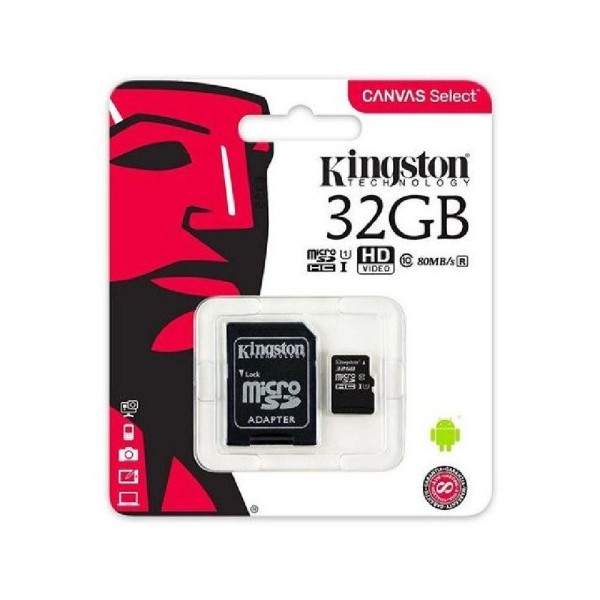 KINGSTON MICRO SD 32 GB CLASSE 10 MICROSD 80 MB/S CANVAS SCHEDA MEMORIA 32GB