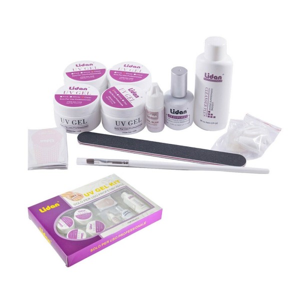 Trade Shop - Kit Ricostruzione Unghie Professionale Uv Gel Nail Art Kit Completo Lidan Kit-2