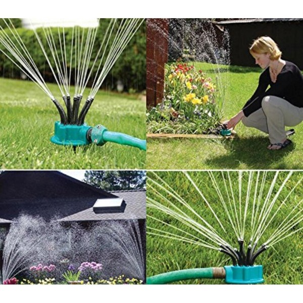 spruzzatore acqua giardino irrigatore 360 gradi rotante 12 tubi innaffia  prato