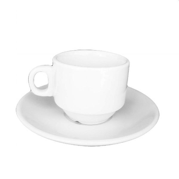 takestop® Set 6 TAZZINE 90ml Bianco Ceramica con Manico PIATTINI GKV_2177397 Piatti Tazza da Caffe Caffe Bicchiere ESPRESSINO Bar 