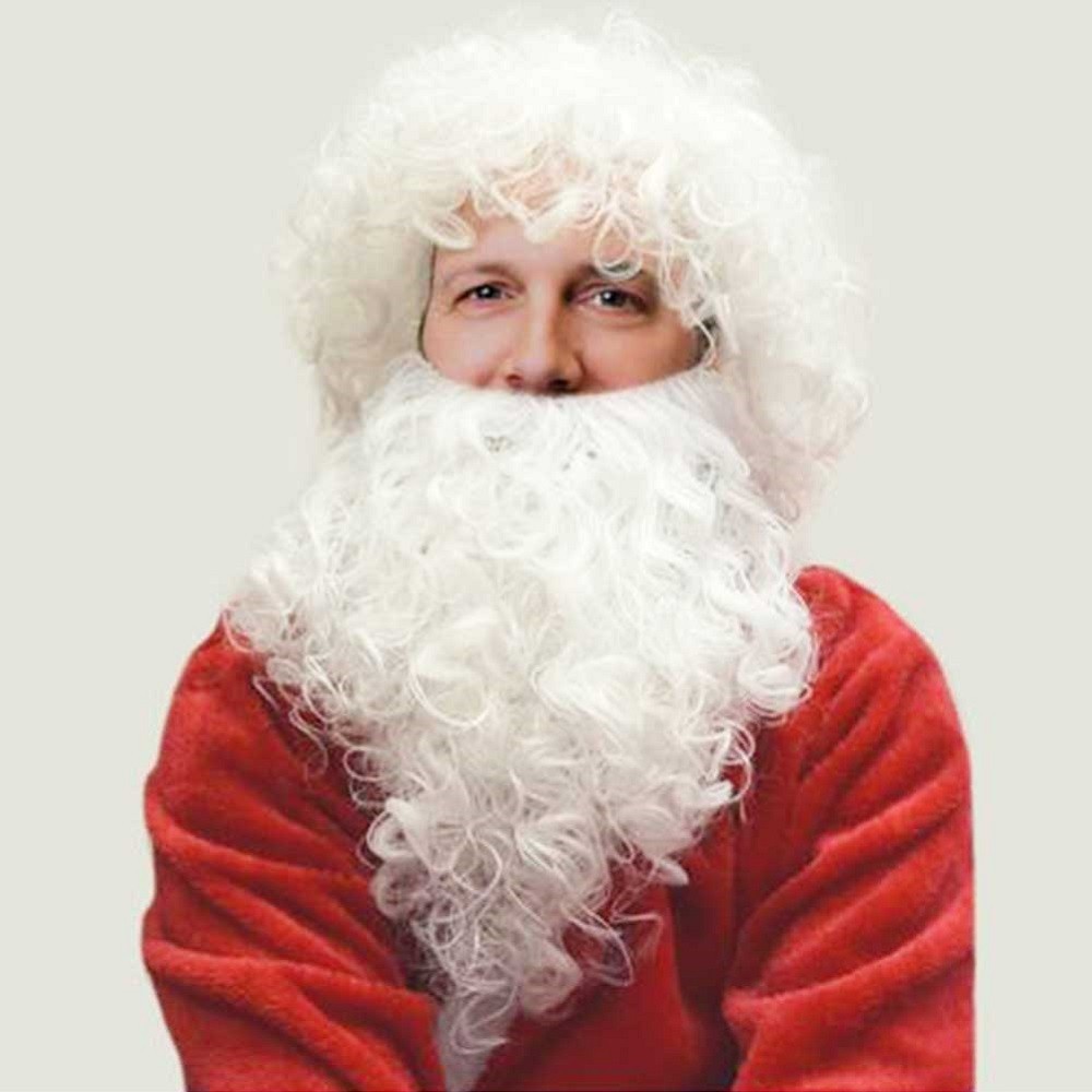 Vestito Babbo Natale Taglia 60.Barba Con Parrucca Bianca Babbo Natale Vestito Santa Claus Taglia Unic