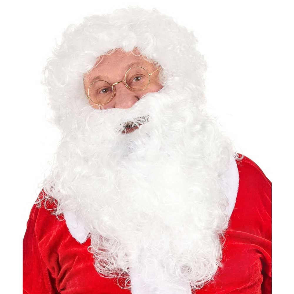 Vestito Babbo Natale Taglia 60.Barba Con Parrucca Bianca Babbo Natale Vestito Santa Claus Taglia Unic