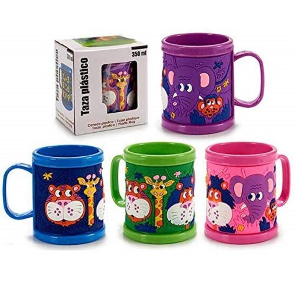 caffè e bevande per tè Confezione da 6 tazze in plastica con manico floreale e colorato per bambini senza BPA 