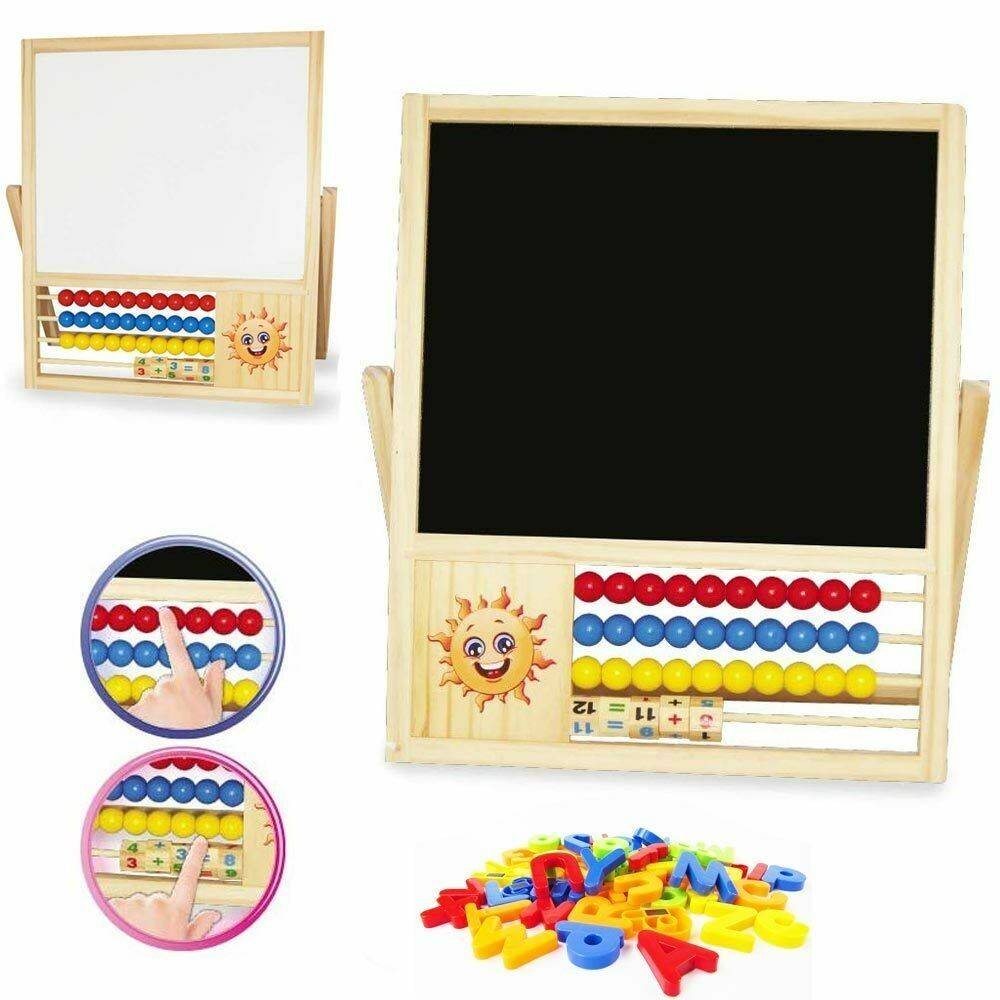 Lavagna in legno bifacciale XL per bambini con le lettere magnetiche  Leomark IT