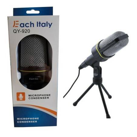 OurLeeme Microfono per PC Microfono da 3,5 mm Jack con Supporto per treppiede Professionale per Giochi Video Canto