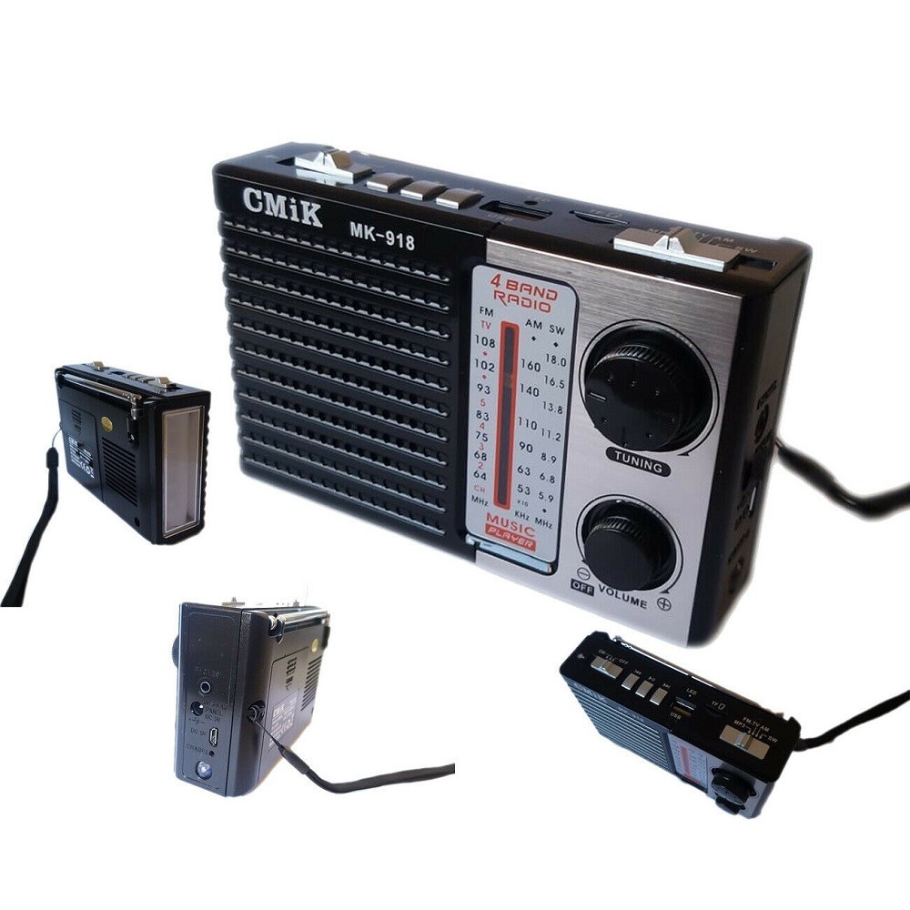 Radio Portatile Stereo Usb Bluetooth Mp3 microSD Ricaricabile Solare Mini  AM FM