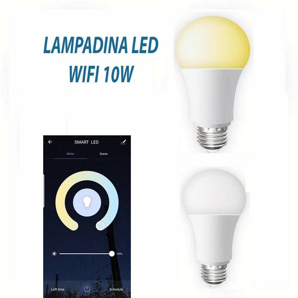 LAMPADINA SMART LED WIFI E27 10W DIMMERABILE IOS ANDROID ALEXA GOOGLE