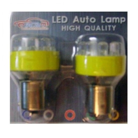 Coppia di lampadine gialle a bulbi 12 led per auto 12Volt S25 LUCE gialla