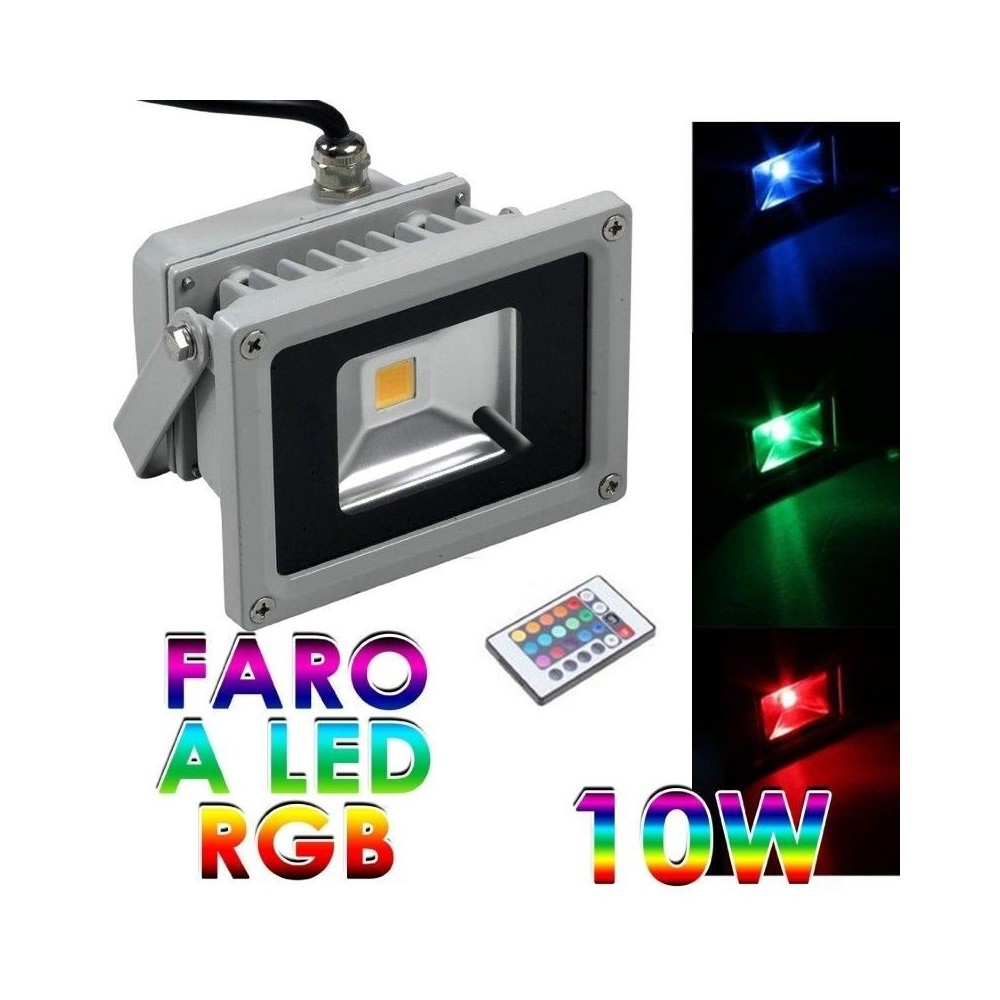 FARO FARETTO 10W A LED X ESTERNO MULTICOLOR COLORI RGB ILLUMINAZIONE (10 Watts)