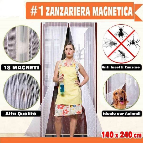 ZANZARIERA MAGNETICA CALAMITA 100x220CM UNIVERSALE PORTA FINESTRA ZANZARE  MOSCHE