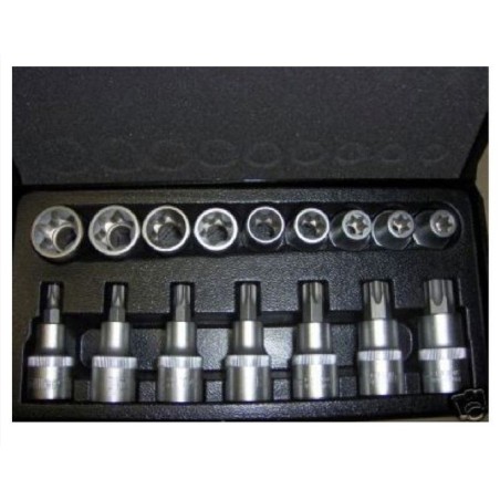 Kit Inserti e Bussole Boccole impronta torx per set 17 pezzi 1/2" 3 4