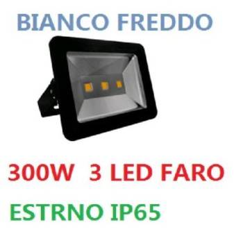 FARO FARETTO A LED 150W WATT NERO IP65 DA ESTERNO CON 3 LED ALTA POTENZA BIANCO