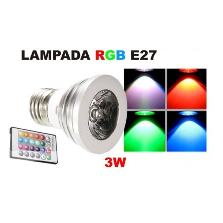 Lampadina Faretto Spot Light Led E27 3W 220V RGB multicolor con Telecomando