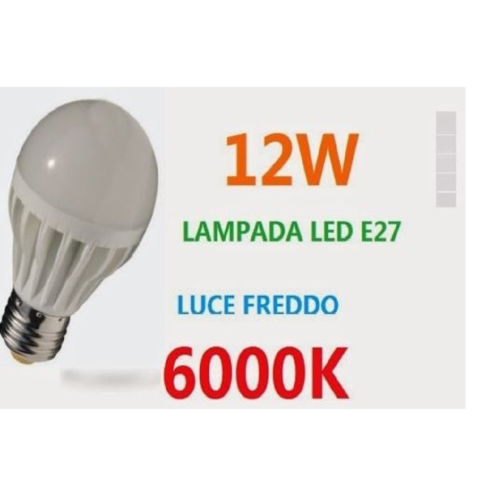Lampadina LED, a sfera, luce FREDDO, E27 12W 980LM 6000K (85-265V) 