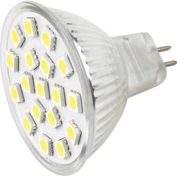 LAMPADA LAMPADINA FARETTO LED 5W 12V 24 LED SMD MR16 LUCE BIANCA 450 LUMEN 