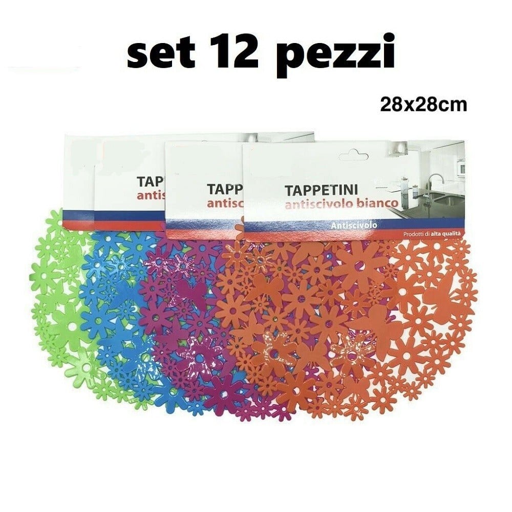 SET 12 PEZZI TAPPETO TAPPETINO PER LAVELLO IN GOMMA CUCINA ANTISCIVOLO 28 CM
