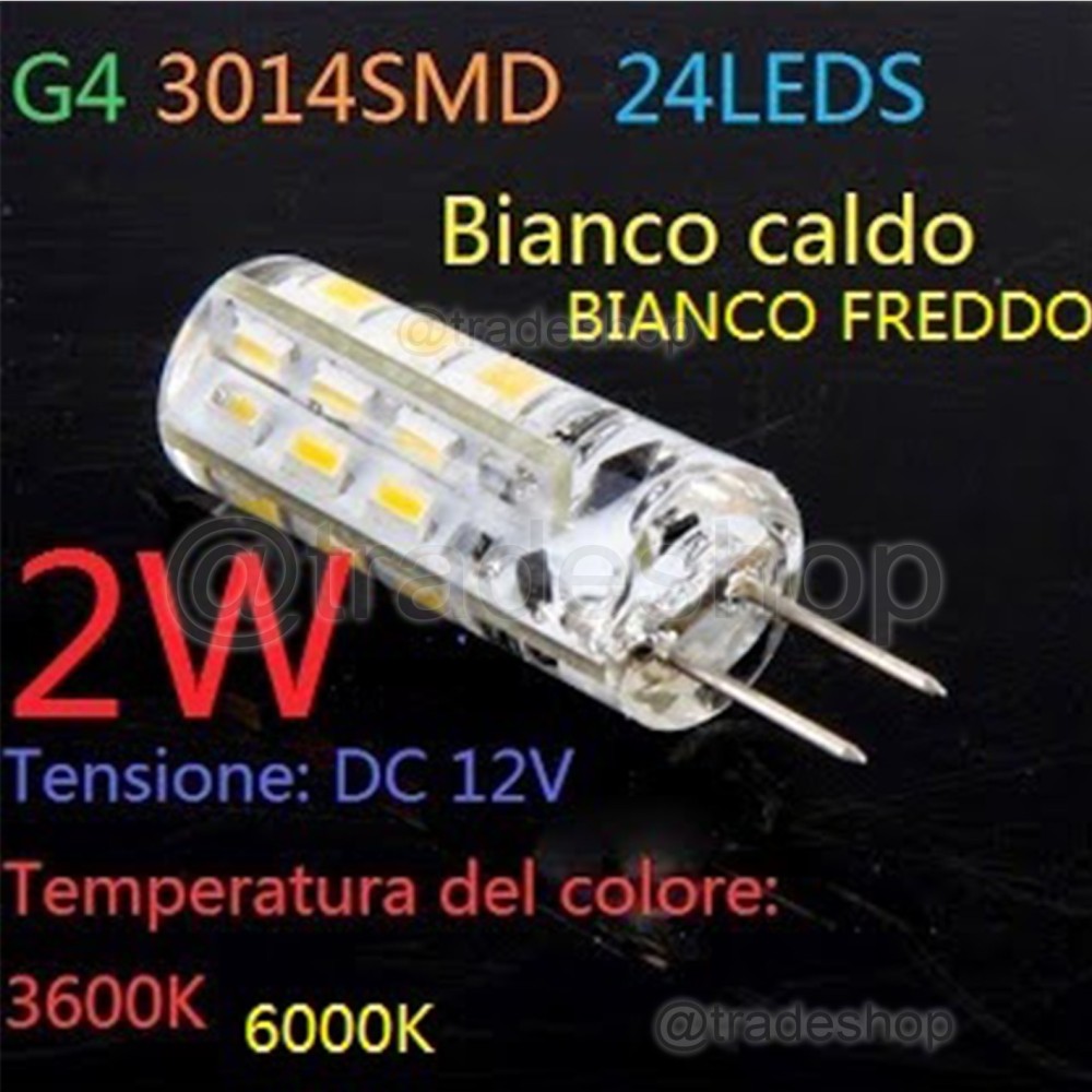 Lampada Faretto G4 24 LED SMD 3014 2W Luce Bianco Caldo DC 12V